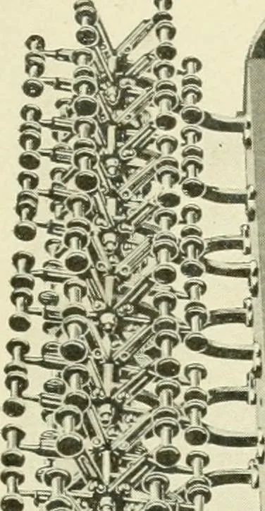 An illustration from Knitting; a manual of practical instruction in the mechanical details of all types of knitting machinery, their operation, adjustment, and care, 1909, leaf 30