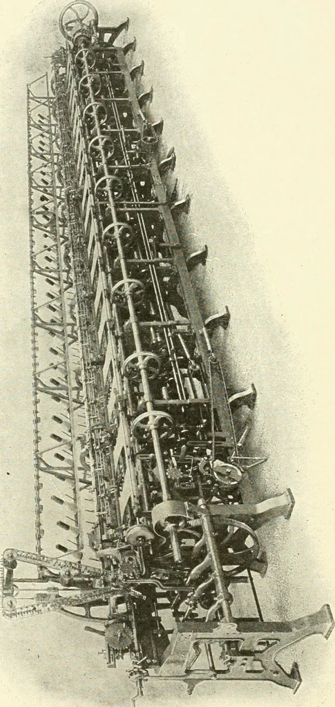 An illustration from Knitting; a manual of practical instruction in the mechanical details of all types of knitting machinery, their operation, adjustment, and care, 1909, leaf 323