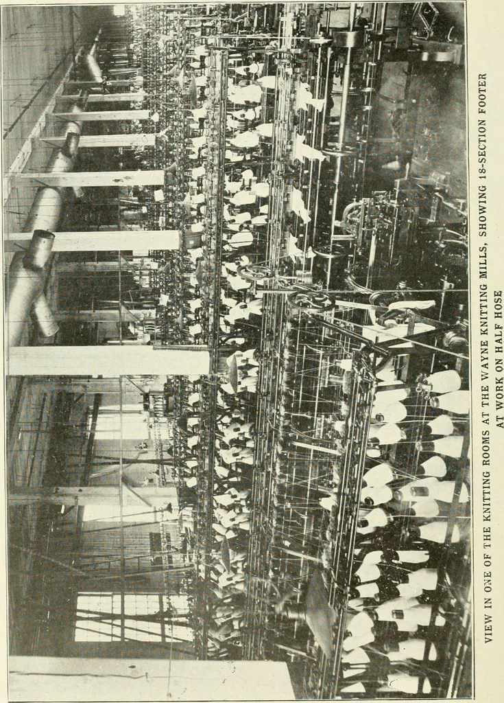 An illustration from Knitting; a manual of practical instruction in the mechanical details of all types of knitting machinery, their operation, adjustment, and care, 1909, leaf 331