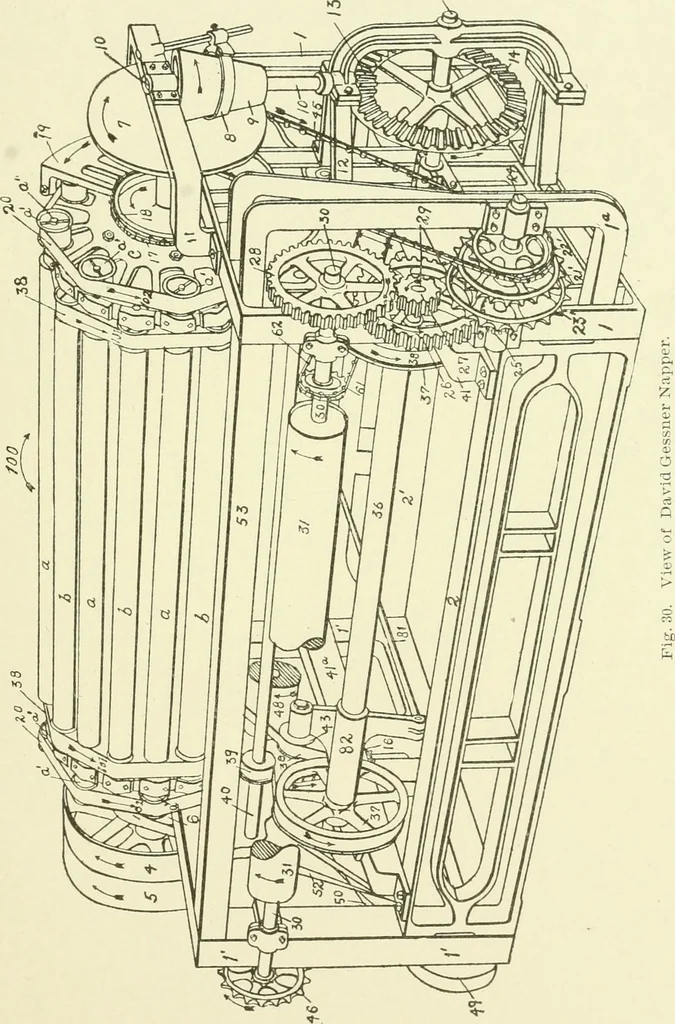 An illustration from Knitting; a manual of practical instruction in the mechanical details of all types of knitting machinery, their operation, adjustment, and care, 1909, leaf 390