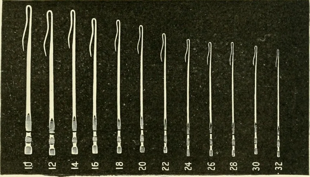 An illustration from Knitting; a manual of practical instruction in the mechanical details of all types of knitting machinery, their operation, adjustment, and care, 1909, leaf 46