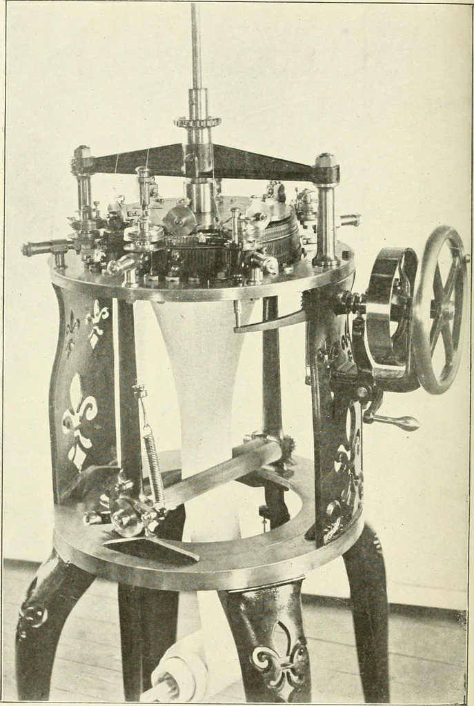 An illustration from Knitting; a manual of practical instruction in the mechanical details of all types of knitting machinery, their operation, adjustment, and care, 1909, leaf 49