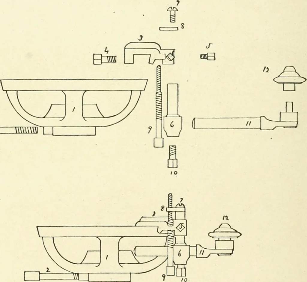 An illustration from Knitting; a manual of practical instruction in the mechanical details of all types of knitting machinery, their operation, adjustment, and care, 1909, leaf 63