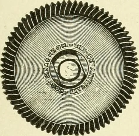 An illustration from Knitting; a manual of practical instruction in the mechanical details of all types of knitting machinery, their operation, adjustment, and care, 1909, leaf 64
