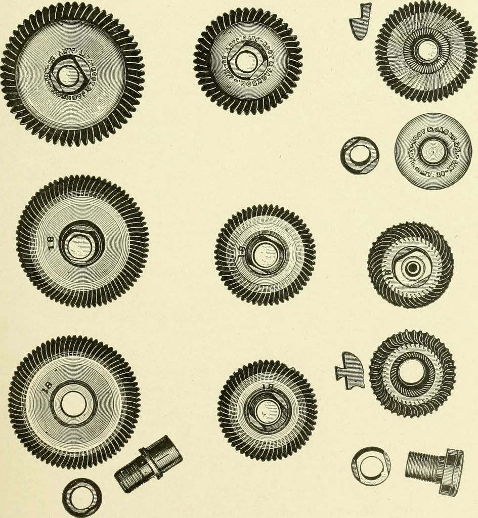 An illustration from Knitting; a manual of practical instruction in the mechanical details of all types of knitting machinery, their operation, adjustment, and care, 1909, leaf 64