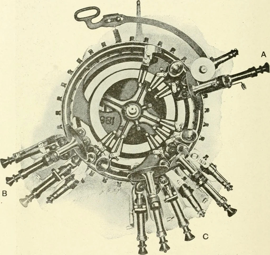 An illustration from Knitting; a manual of practical instruction in the mechanical details of all types of knitting machinery, their operation, adjustment, and care, 1909, leaf 71