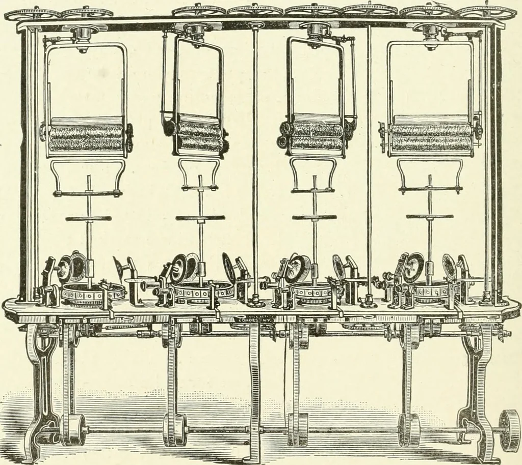 An illustration from Knitting; a manual of practical instruction in the mechanical details of all types of knitting machinery, their operation, adjustment, and care, 1909, leaf 95