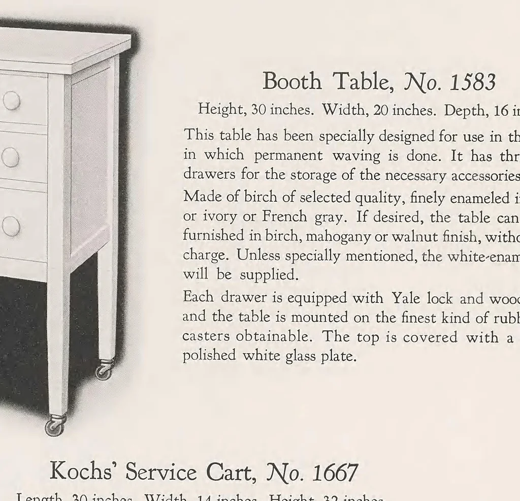 An illustration from Kochs' beauty parlor fixtures and accessories, leaf 72