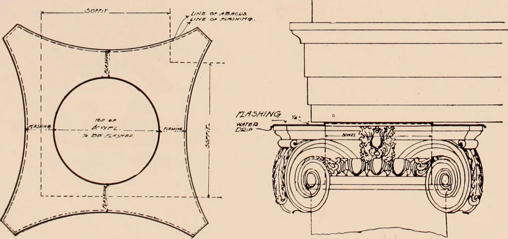 An illustration from Koll's patent lock-joint staved and turned columns., 1913, leaf 6