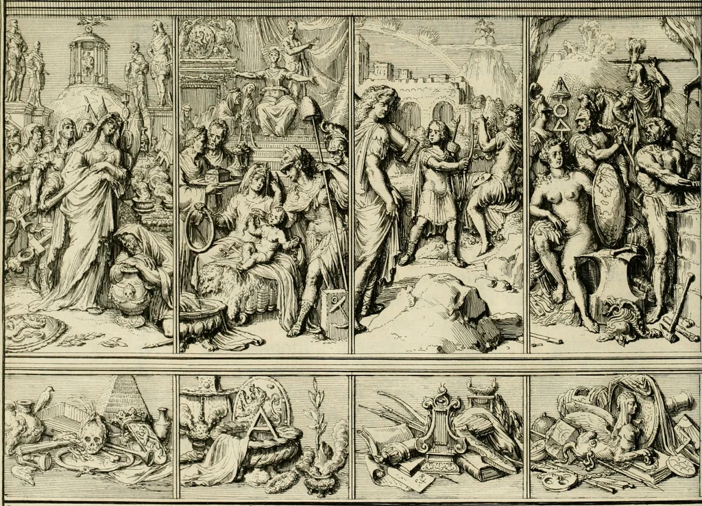 An illustration from Komste van Zyne Majesteit Willem III. koning van Groot Britanje, enz. in Holland, of, Te omstandelyke beschryving van alles, : het welke op des zelfs komste en geduurende zyn verblyf, in's Graavenhaage en elders, ten teeken van vreugde en eere, is opgerecht en voorgevallen, 1691, leaf 103