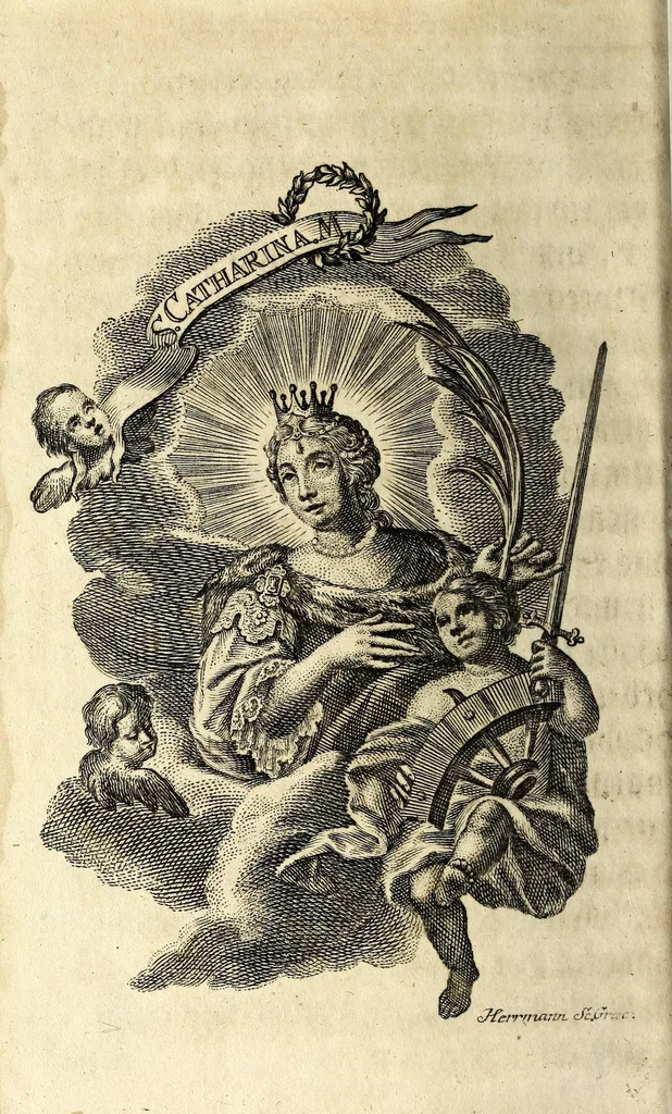 An illustration from Königliche Halss-Zierde einer Gott-liebenden Seelen : in sich begreiffend überaus kräftige Morgen- Abend- Mess- Beicht- und Communion-Gebetter, zu dem hochwürdigsten Sacrament des Altars, der aller-heiligsten Dreyfaltigkeit, von süssen Namen Jesu, Leiden Christi, zu der Mutter Gottes, allen Heil. Engeln und verschidenen Heiligen Gottes : nebst beygefügten Tag-Zeiten zu der göttlichen Fürsichtigkeit ... wie auch mit unterschiedlichen Litaneyen ... : allen Gott-liebenden Herzen zu grösserer Andacht aus verschiedenen approbirten Büchern zusammen getragen, auch auf ein neues in vielen verbesseret .., leaf 366