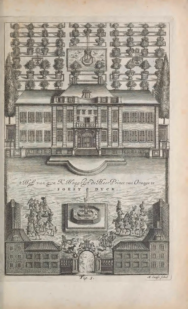 An illustration from De koninglycke hovenier aanwyzende de middelen om boomen : bloemen en kruyden te zaayen, planten, aen queeken en voort teelen : met konstige koperen platen verciert, 1676, leaf 15