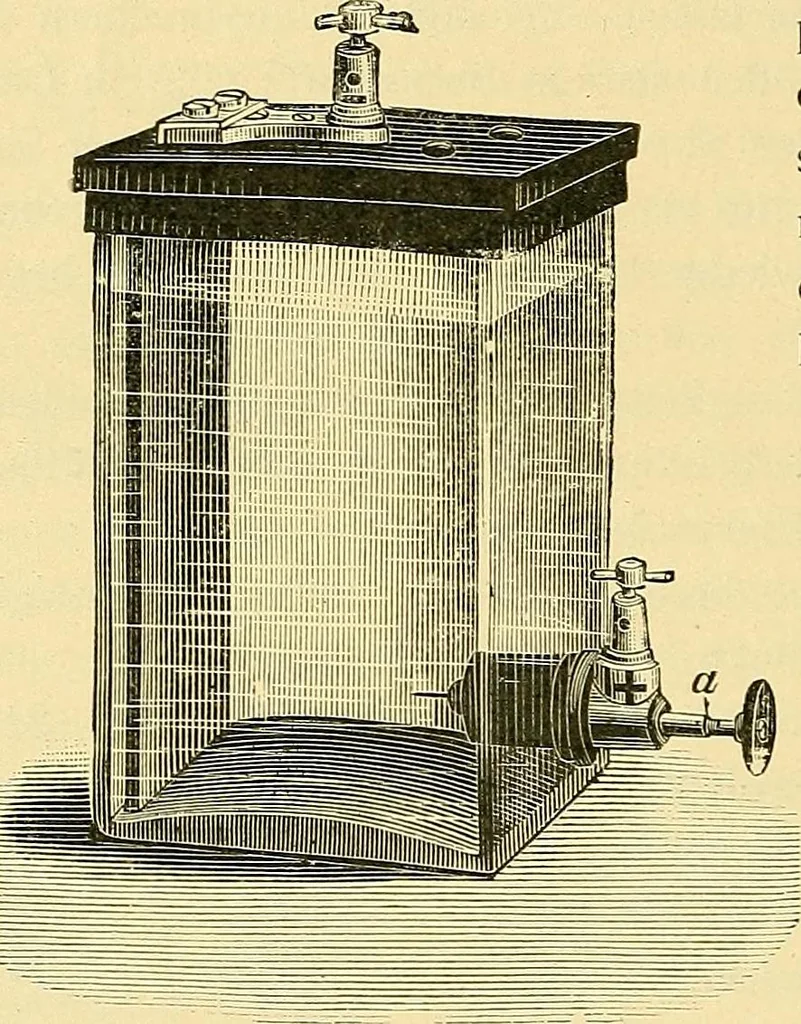 An illustration from Konstruktion, Bau und Betrieb von Funkeninduktoren und deren Anwendung, mit besonderer Berücksichtigung der Röntgenstrahlen-Technik, 1904, leaf 105