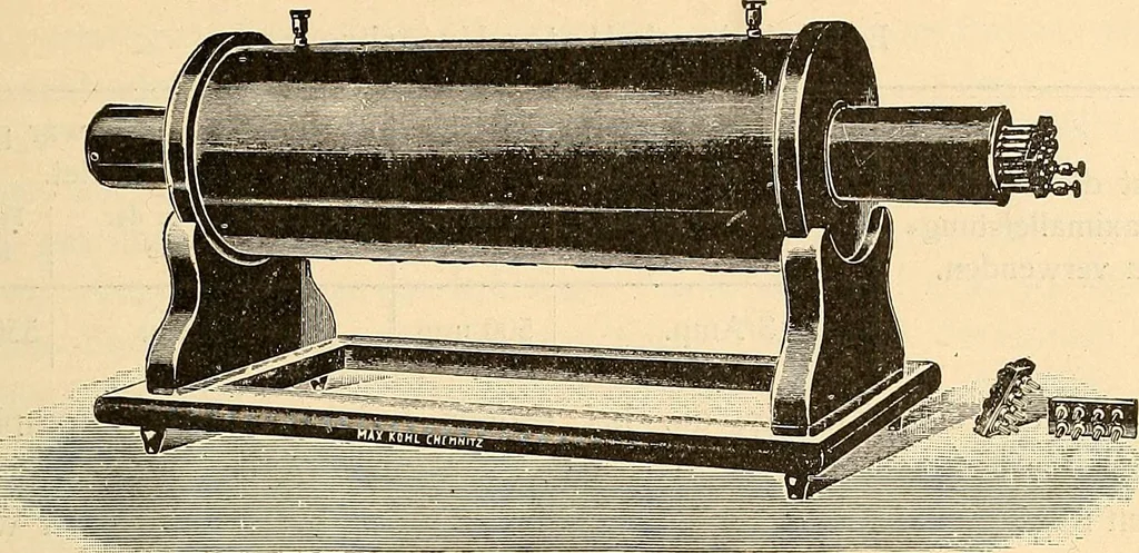 An illustration from Konstruktion, Bau und Betrieb von Funkeninduktoren und deren Anwendung, mit besonderer Berücksichtigung der Röntgenstrahlen-Technik, 1904, leaf 112