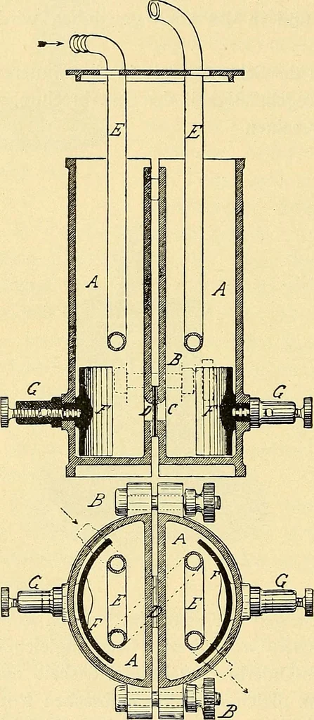 An illustration from Konstruktion, Bau und Betrieb von Funkeninduktoren und deren Anwendung, mit besonderer Berücksichtigung der Röntgenstrahlen-Technik, 1904, leaf 117