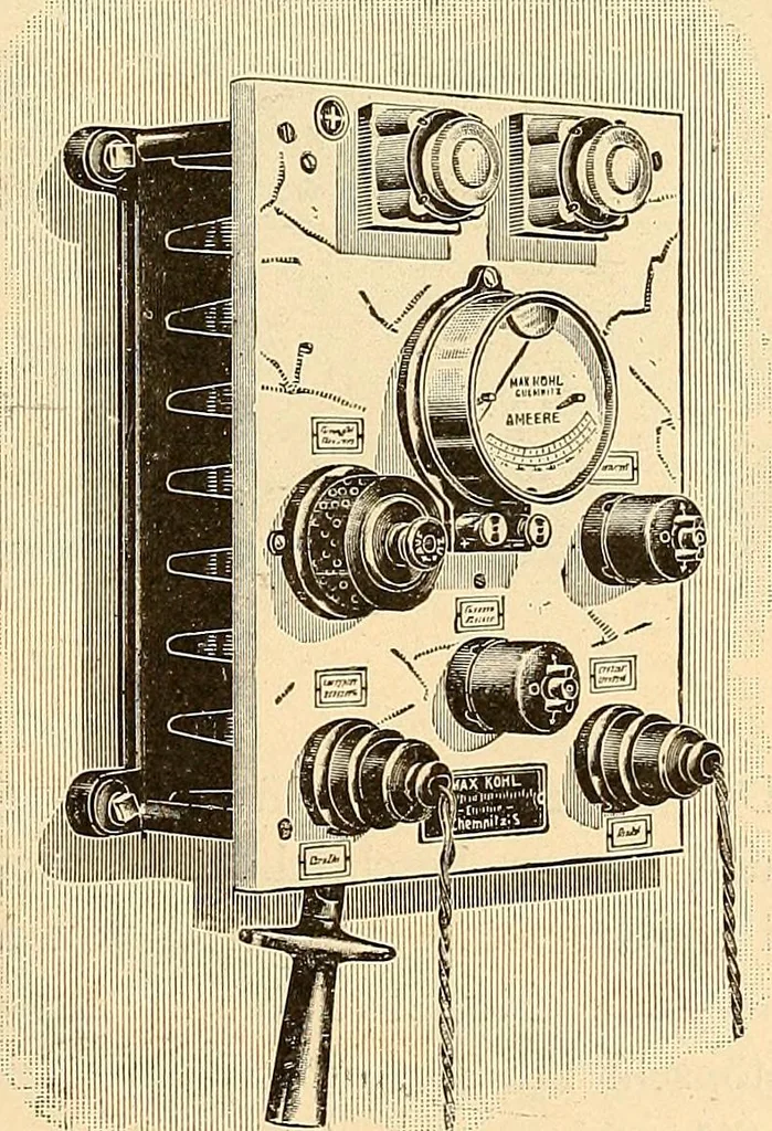 An illustration from Konstruktion, Bau und Betrieb von Funkeninduktoren und deren Anwendung, mit besonderer Berücksichtigung der Röntgenstrahlen-Technik, 1904, leaf 146
