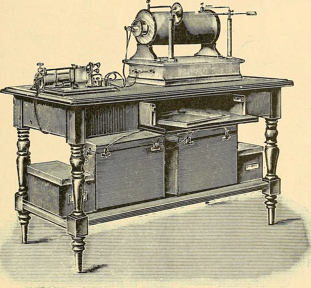 An illustration from Konstruktion, Bau und Betrieb von Funkeninduktoren und deren Anwendung, mit besonderer Berücksichtigung der Röntgenstrahlen-Technik, 1904, leaf 160