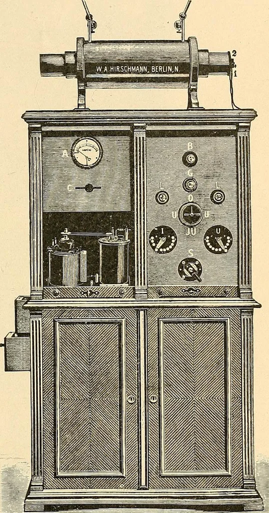 An illustration from Konstruktion, Bau und Betrieb von Funkeninduktoren und deren Anwendung, mit besonderer Berücksichtigung der Röntgenstrahlen-Technik, 1904, leaf 162
