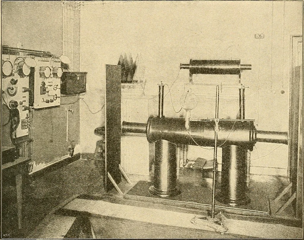 An illustration from Konstruktion, Bau und Betrieb von Funkeninduktoren und deren Anwendung, mit besonderer Berücksichtigung der Röntgenstrahlen-Technik, 1904, leaf 228
