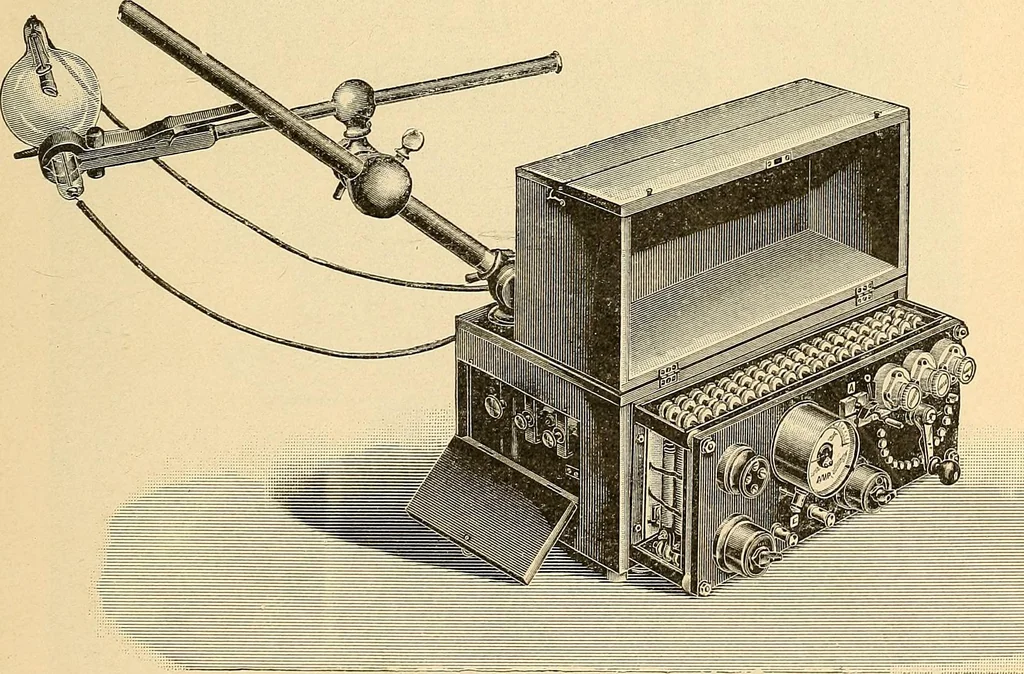 An illustration from Konstruktion, Bau und Betrieb von Funkeninduktoren und deren Anwendung, mit besonderer Berücksichtigung der Röntgenstrahlen-Technik, 1904, leaf 232