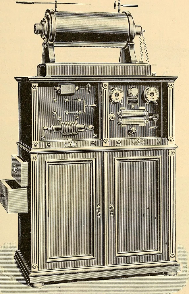 An illustration from Konstruktion, Bau und Betrieb von Funkeninduktoren und deren Anwendung, mit besonderer Berücksichtigung der Röntgenstrahlen-Technik, 1904, leaf 246