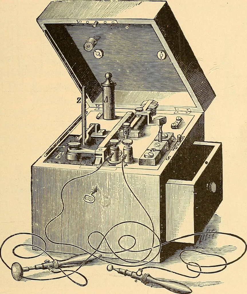 An illustration from Konstruktion, Bau und Betrieb von Funkeninduktoren und deren Anwendung, mit besonderer Berücksichtigung der Röntgenstrahlen-Technik, 1904, leaf 26