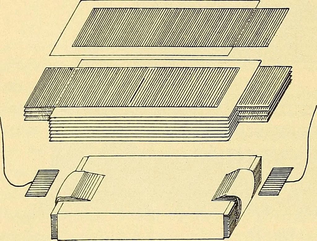 An illustration from Konstruktion, Bau und Betrieb von Funkeninduktoren und deren Anwendung, mit besonderer Berücksichtigung der Röntgenstrahlen-Technik, 1904, leaf 35