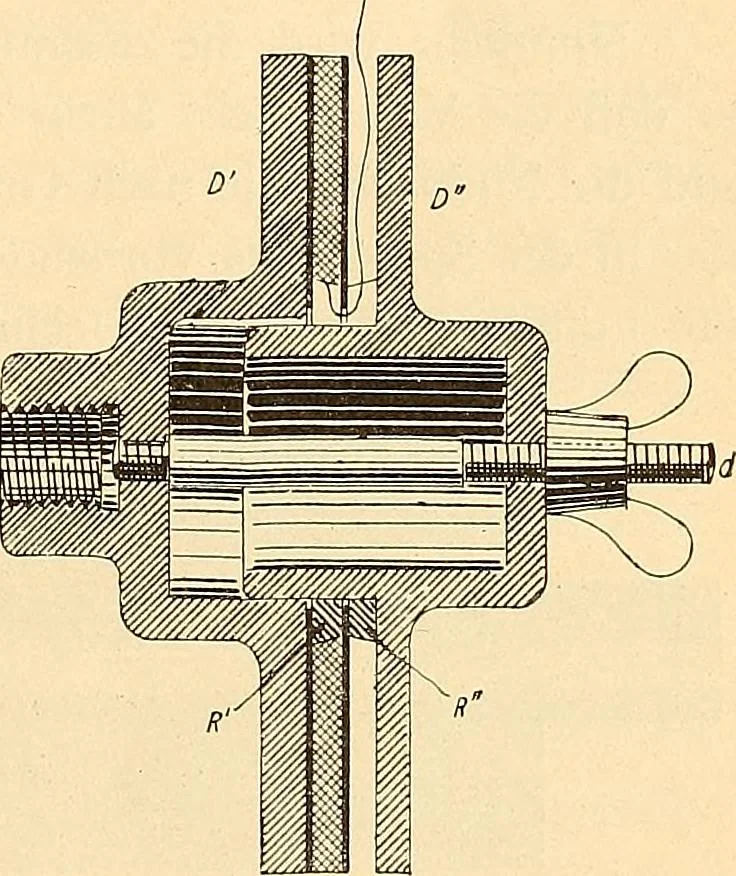 An illustration from Konstruktion, Bau und Betrieb von Funkeninduktoren und deren Anwendung, mit besonderer Berücksichtigung der Röntgenstrahlen-Technik, 1904, leaf 48