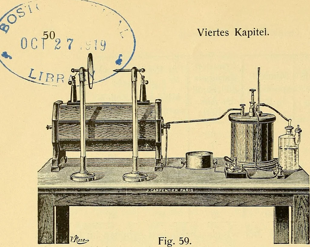 An illustration from Konstruktion, Bau und Betrieb von Funkeninduktoren und deren Anwendung, mit besonderer Berücksichtigung der Röntgenstrahlen-Technik, 1904, leaf 61