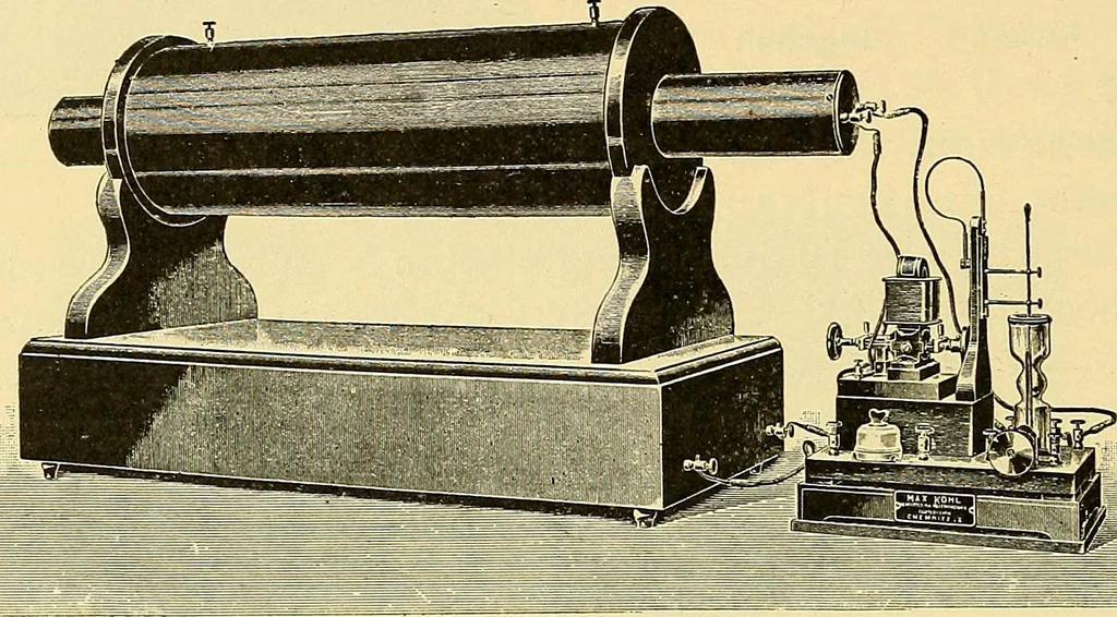An illustration from Konstruktion, Bau und Betrieb von Funkeninduktoren und deren Anwendung, mit besonderer Berücksichtigung der Röntgenstrahlen-Technik, 1904, leaf 65