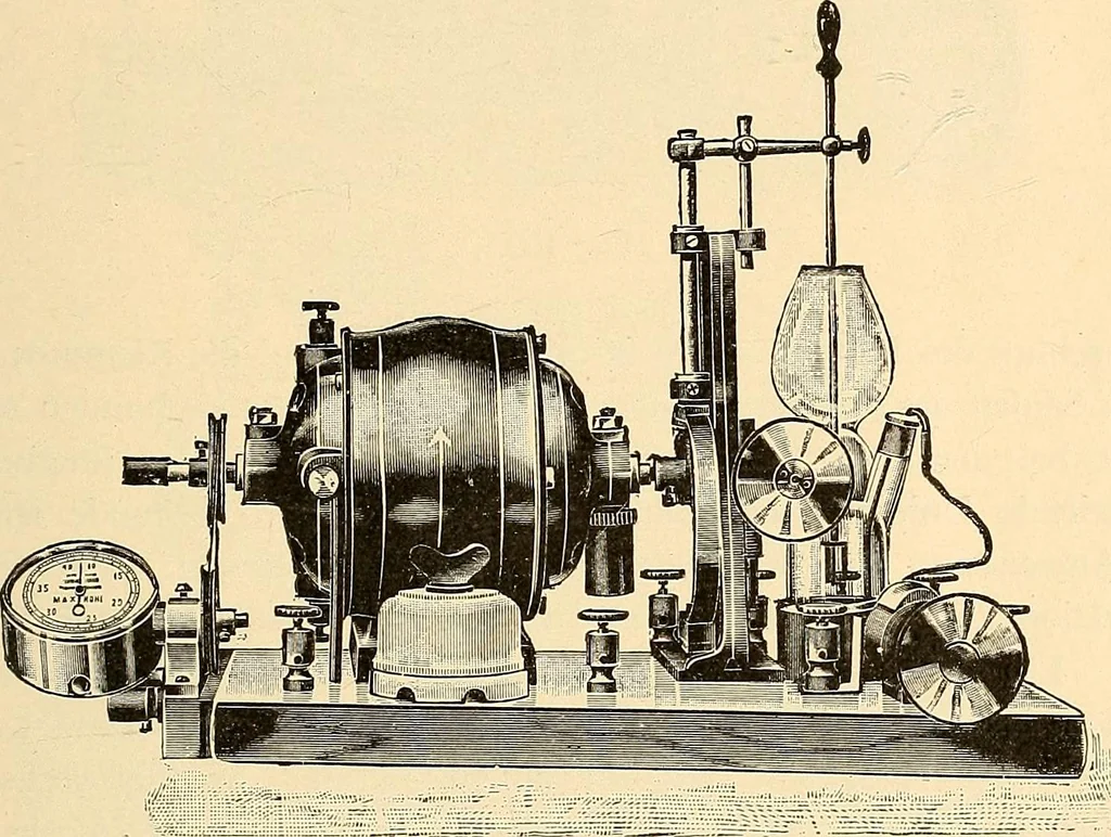 An illustration from Konstruktion, Bau und Betrieb von Funkeninduktoren und deren Anwendung, mit besonderer Berücksichtigung der Röntgenstrahlen-Technik, 1904, leaf 90