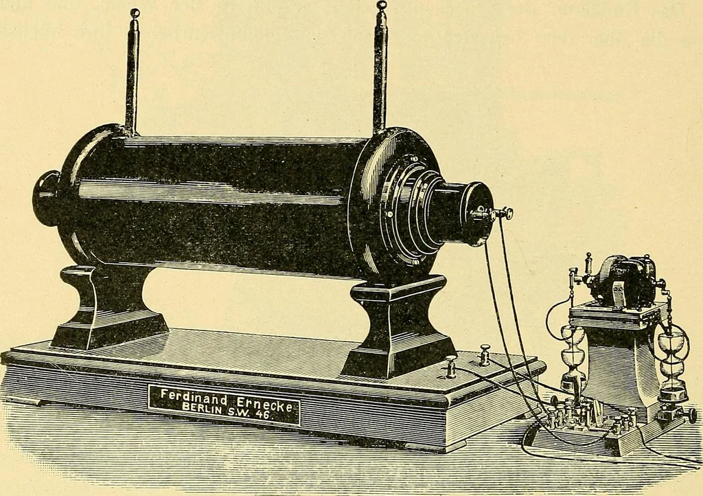 An illustration from Konstruktion, Bau und Betrieb von Funkeninduktoren und deren Anwendung, mit besonderer Berücksichtigung der Röntgenstrahlen-Technik, 1904, leaf 93