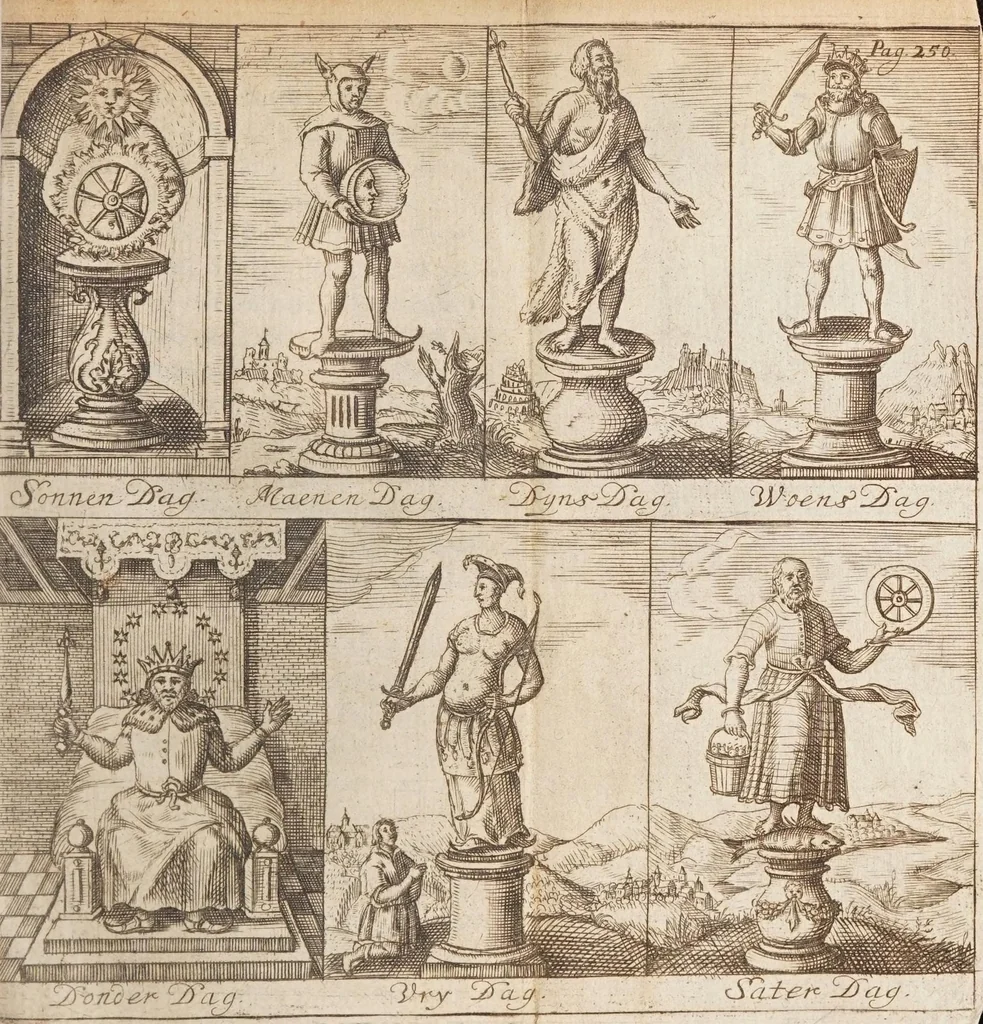 An illustration from Korte besgryving van het Lugdunum Batavorum nu Leyden : vervatende een verhaal van haar grond-stand, oudheid, opkomst, voort-gang, ende stads-bestier : sampt het graven van den ouden ende niewen Rijn, met de oude ende niewe uytwateringen van de selve, 1672, leaf 305