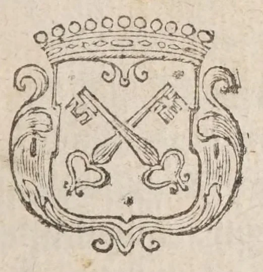 An illustration from Korte besgryving van het Lugdunum Batavorum nu Leyden : vervatende een verhaal van haar grond-stand, oudheid, opkomst, voort-gang, ende stads-bestier : sampt het graven van den ouden ende niewen Rijn, met de oude ende niewe uytwateringen van de selve, 1672, leaf 7