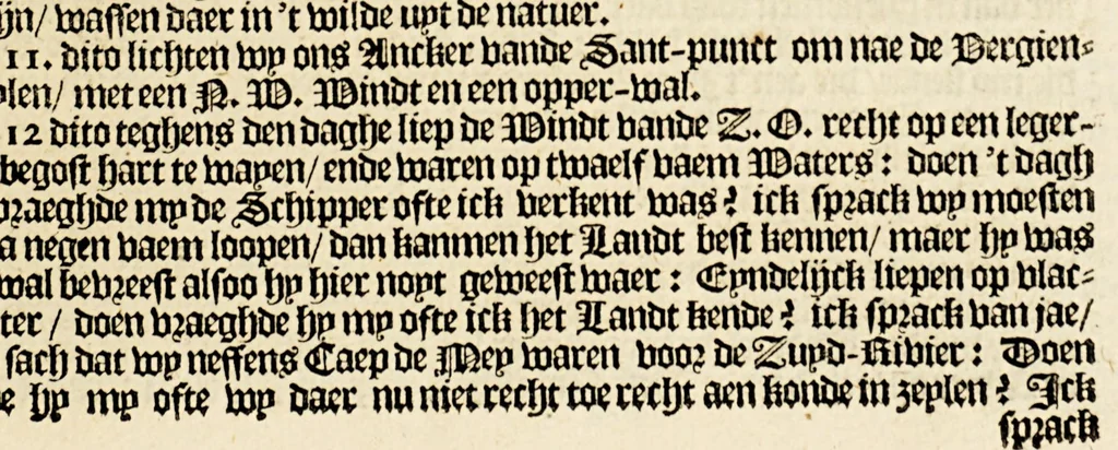 An illustration from Korte historiael, ende journaels aenteyckeninge, van verscheyden voyagiens in de vier deelen des wereldts-ronde, : als Europa, Africa, Asia, ende Amerika gedaen,, 1655, leaf 199