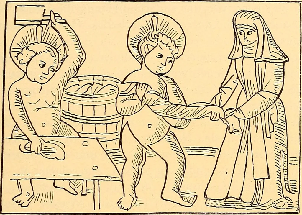 An illustration from Körperpflege und Kleidung bei den Deutschen von den ältesten geschichtlichen Zeiten bis zum 16. Jahrhundert, 1903, leaf 104