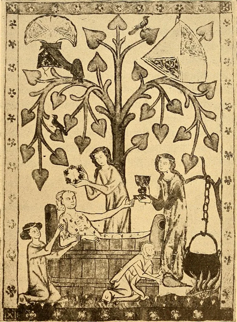 An illustration from Körperpflege und Kleidung bei den Deutschen von den ältesten geschichtlichen Zeiten bis zum 16. Jahrhundert, 1903, leaf 58