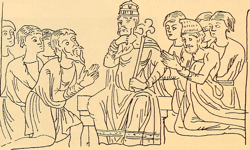 An illustration from Körperpflege und Kleidung bei den Deutschen von den ältesten geschichtlichen Zeiten bis zum 16. Jahrhundert, 1903, leaf 87