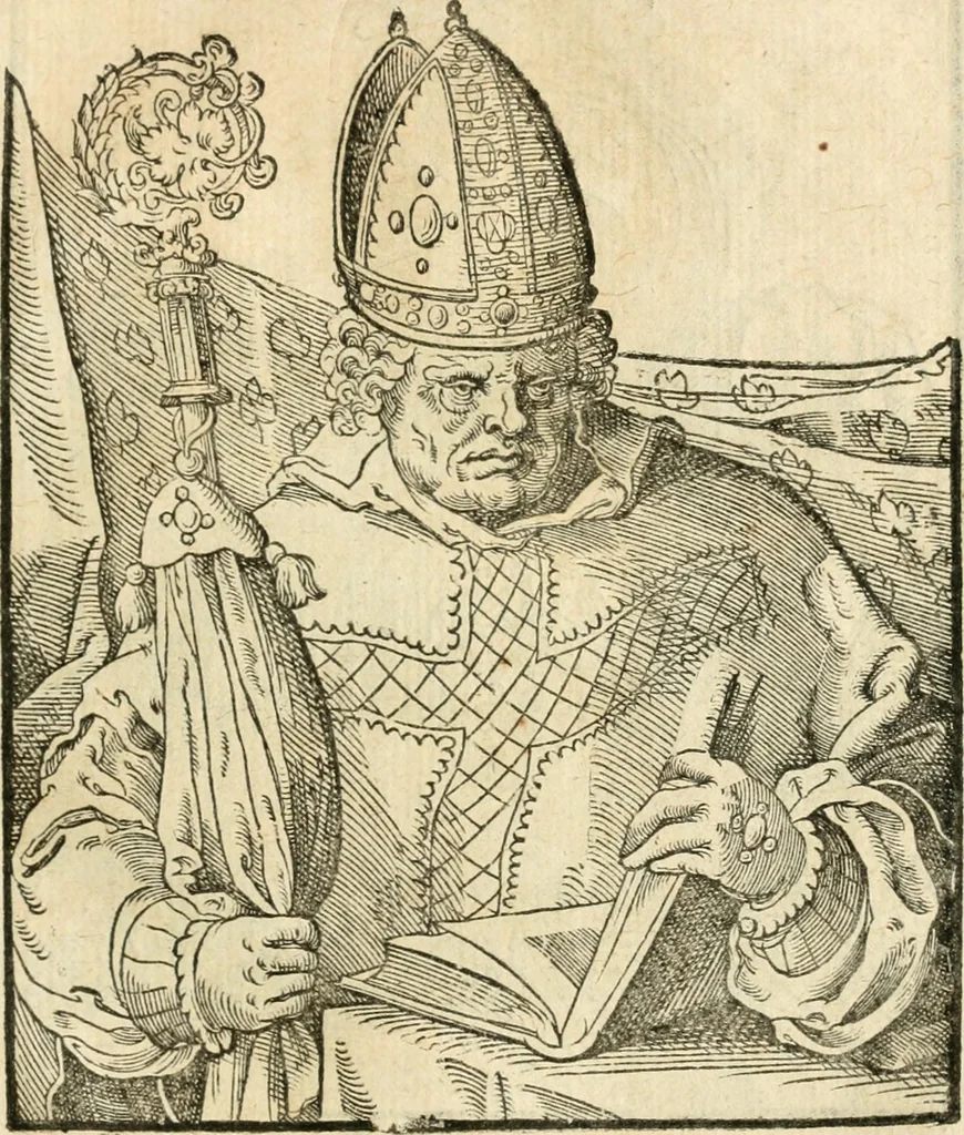 An illustration from Kunstbüchlin : Darinnen neben Fürbildung vieler, geistlicher vnnd weltlicher, hohes vnd niderstands Personen, so dann auch der Türkischen Käyser derselben obersten allerhandt kunstreiche Stück vnnd Figuren : auch die sieben Planeten, zehen alter Rittmeister vnnd Befelchshaber, Reutern vnd Contrafactur der Pferde, allerlen Thurnier, Fechten vnd dann erliche Helm vnd Helmdecken begriffen : Alles auff das zierlicht vnd künstlichst gerissen, 1599, leaf 100