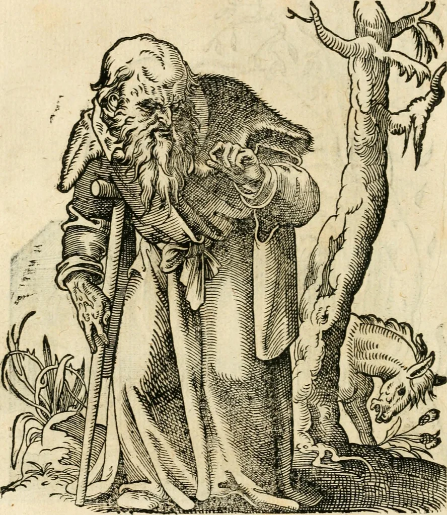 An illustration from Kunstbüchlin : Darinnen neben Fürbildung vieler, geistlicher vnnd weltlicher, hohes vnd niderstands Personen, so dann auch der Türkischen Käyser derselben obersten allerhandt kunstreiche Stück vnnd Figuren : auch die sieben Planeten, zehen alter Rittmeister vnnd Befelchshaber, Reutern vnd Contrafactur der Pferde, allerlen Thurnier, Fechten vnd dann erliche Helm vnd Helmdecken begriffen : Alles auff das zierlicht vnd künstlichst gerissen, 1599, leaf 139