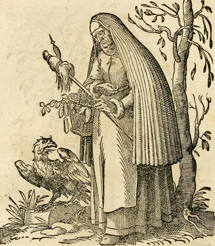 An illustration from Kunstbüchlin : Darinnen neben Fürbildung vieler, geistlicher vnnd weltlicher, hohes vnd niderstands Personen, so dann auch der Türkischen Käyser derselben obersten allerhandt kunstreiche Stück vnnd Figuren : auch die sieben Planeten, zehen alter Rittmeister vnnd Befelchshaber, Reutern vnd Contrafactur der Pferde, allerlen Thurnier, Fechten vnd dann erliche Helm vnd Helmdecken begriffen : Alles auff das zierlicht vnd künstlichst gerissen, 1599, leaf 147