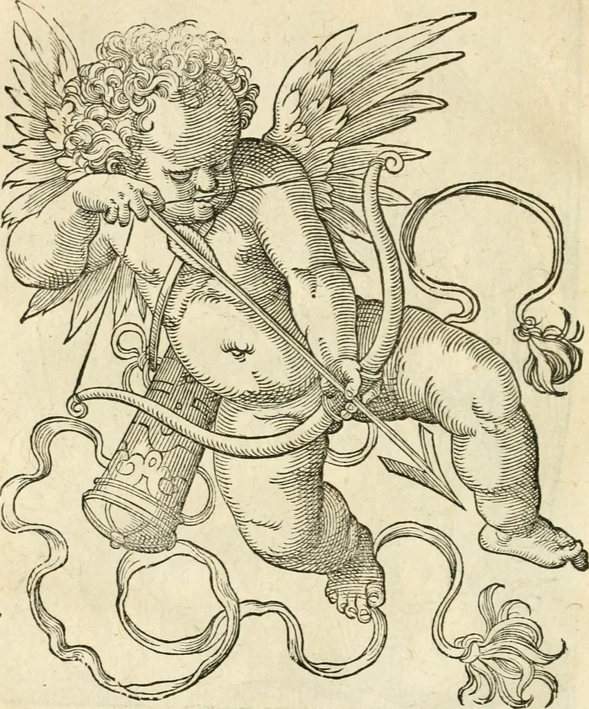 An illustration from Kunstbüchlin : Darinnen neben Fürbildung vieler, geistlicher vnnd weltlicher, hohes vnd niderstands Personen, so dann auch der Türkischen Käyser derselben obersten allerhandt kunstreiche Stück vnnd Figuren : auch die sieben Planeten, zehen alter Rittmeister vnnd Befelchshaber, Reutern vnd Contrafactur der Pferde, allerlen Thurnier, Fechten vnd dann erliche Helm vnd Helmdecken begriffen : Alles auff das zierlicht vnd künstlichst gerissen, 1599, leaf 21