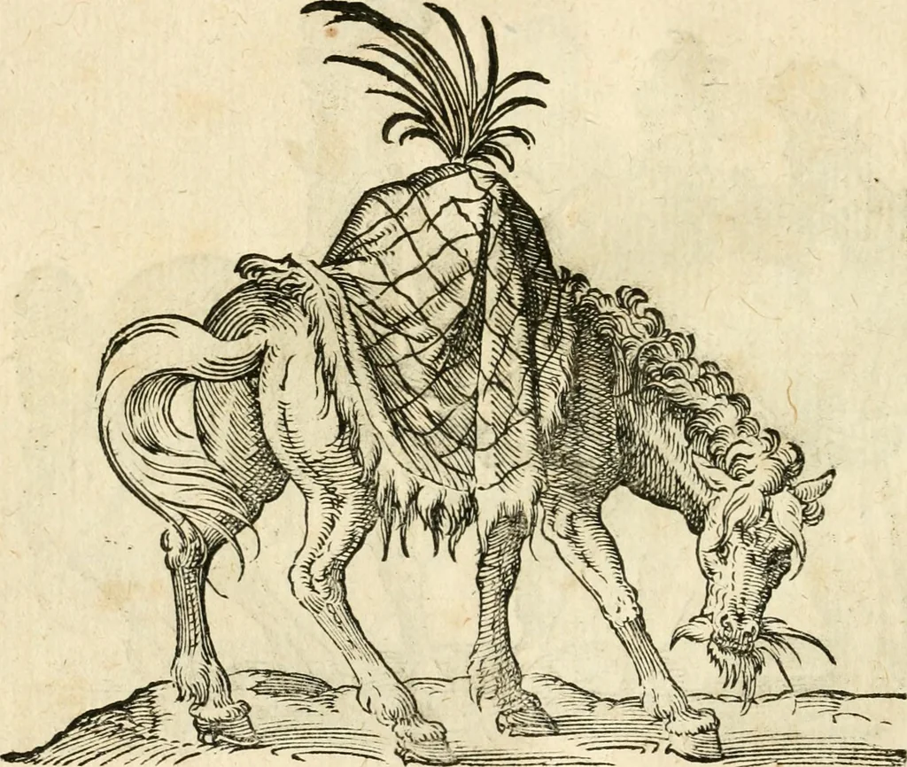 An illustration from Kunstbüchlin : Darinnen neben Fürbildung vieler, geistlicher vnnd weltlicher, hohes vnd niderstands Personen, so dann auch der Türkischen Käyser derselben obersten allerhandt kunstreiche Stück vnnd Figuren : auch die sieben Planeten, zehen alter Rittmeister vnnd Befelchshaber, Reutern vnd Contrafactur der Pferde, allerlen Thurnier, Fechten vnd dann erliche Helm vnd Helmdecken begriffen : Alles auff das zierlicht vnd künstlichst gerissen, 1599, leaf 221