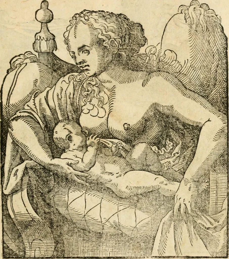 An illustration from Kunstbüchlin : Darinnen neben Fürbildung vieler, geistlicher vnnd weltlicher, hohes vnd niderstands Personen, so dann auch der Türkischen Käyser derselben obersten allerhandt kunstreiche Stück vnnd Figuren : auch die sieben Planeten, zehen alter Rittmeister vnnd Befelchshaber, Reutern vnd Contrafactur der Pferde, allerlen Thurnier, Fechten vnd dann erliche Helm vnd Helmdecken begriffen : Alles auff das zierlicht vnd künstlichst gerissen, 1599, leaf 26