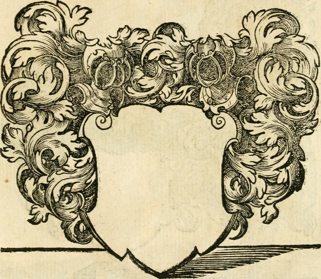 An illustration from Kunstbüchlin : Darinnen neben Fürbildung vieler, geistlicher vnnd weltlicher, hohes vnd niderstands Personen, so dann auch der Türkischen Käyser derselben obersten allerhandt kunstreiche Stück vnnd Figuren : auch die sieben Planeten, zehen alter Rittmeister vnnd Befelchshaber, Reutern vnd Contrafactur der Pferde, allerlen Thurnier, Fechten vnd dann erliche Helm vnd Helmdecken begriffen : Alles auff das zierlicht vnd künstlichst gerissen, 1599, leaf 298
