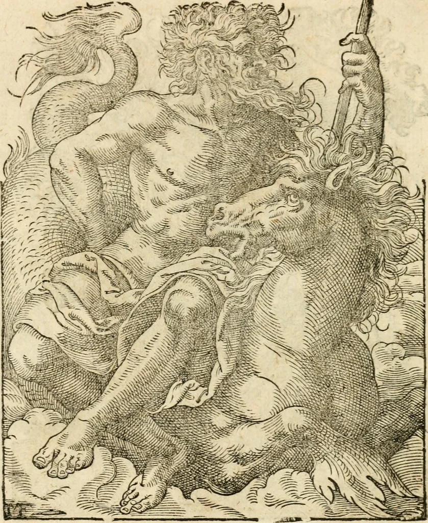 An illustration from Kunstbüchlin : Darinnen neben Fürbildung vieler, geistlicher vnnd weltlicher, hohes vnd niderstands Personen, so dann auch der Türkischen Käyser derselben obersten allerhandt kunstreiche Stück vnnd Figuren : auch die sieben Planeten, zehen alter Rittmeister vnnd Befelchshaber, Reutern vnd Contrafactur der Pferde, allerlen Thurnier, Fechten vnd dann erliche Helm vnd Helmdecken begriffen : Alles auff das zierlicht vnd künstlichst gerissen, 1599, leaf 41