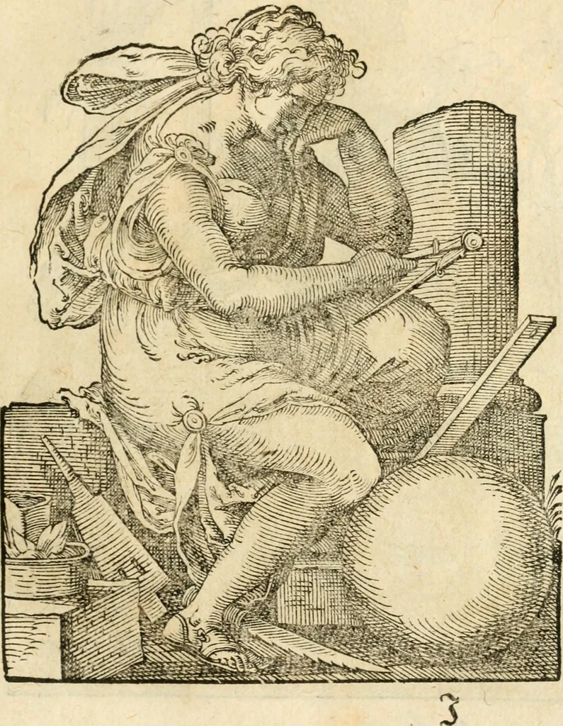 An illustration from Kunstbüchlin : Darinnen neben Fürbildung vieler, geistlicher vnnd weltlicher, hohes vnd niderstands Personen, so dann auch der Türkischen Käyser derselben obersten allerhandt kunstreiche Stück vnnd Figuren : auch die sieben Planeten, zehen alter Rittmeister vnnd Befelchshaber, Reutern vnd Contrafactur der Pferde, allerlen Thurnier, Fechten vnd dann erliche Helm vnd Helmdecken begriffen : Alles auff das zierlicht vnd künstlichst gerissen, 1599, leaf 78