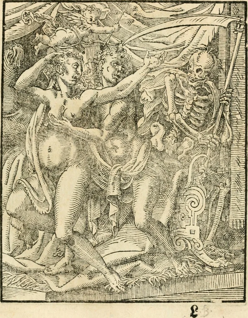 An illustration from Kunstbüchlin : Darinnen neben Fürbildung vieler, geistlicher vnnd weltlicher, hohes vnd niderstands Personen, so dann auch der Türkischen Käyser derselben obersten allerhandt kunstreiche Stück vnnd Figuren : auch die sieben Planeten, zehen alter Rittmeister vnnd Befelchshaber, Reutern vnd Contrafactur der Pferde, allerlen Thurnier, Fechten vnd dann erliche Helm vnd Helmdecken begriffen : Alles auff das zierlicht vnd künstlichst gerissen, 1599, leaf 94