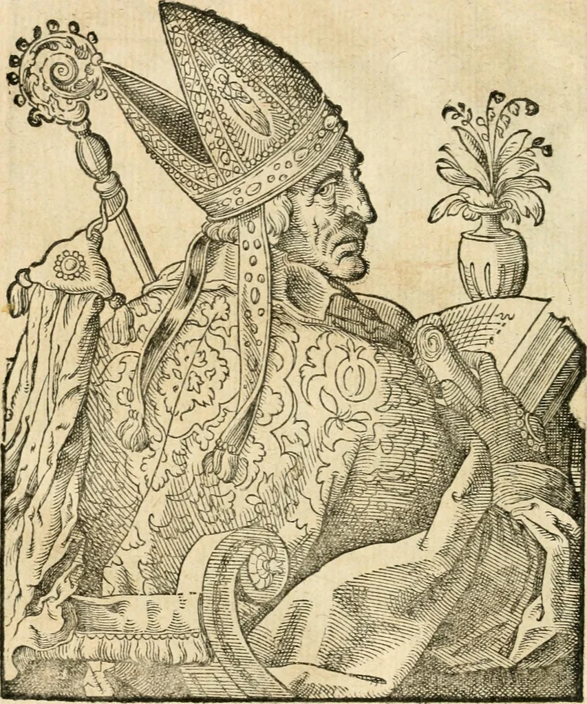 An illustration from Kunstbüchlin : Darinnen neben Fürbildung vieler, geistlicher vnnd weltlicher, hohes vnd niderstands Personen, so dann auch der Türkischen Käyser derselben obersten allerhandt kunstreiche Stück vnnd Figuren : auch die sieben Planeten, zehen alter Rittmeister vnnd Befelchshaber, Reutern vnd Contrafactur der Pferde, allerlen Thurnier, Fechten vnd dann erliche Helm vnd Helmdecken begriffen : Alles auff das zierlicht vnd künstlichst gerissen, 1599, leaf 95