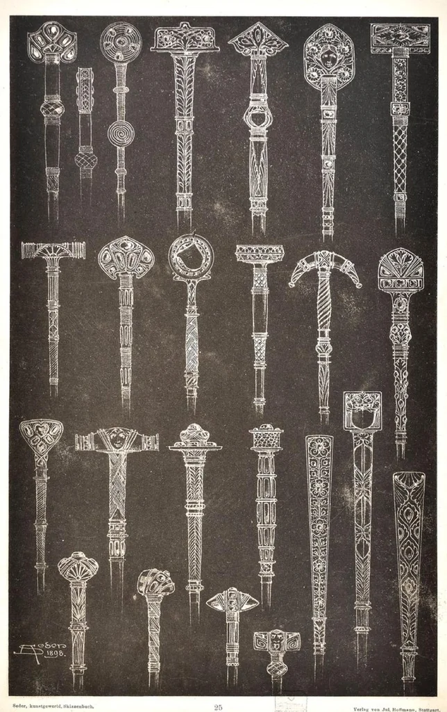 An illustration from Kunstgewerbliches Skizzenbuch : Für Metall, Glas-Industrie und Keramik / Anton Seder, 1899, leaf 31
